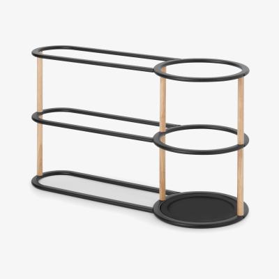 Made.com Huldra Umbrella Stand with Shoe Rack, Black Metal & Wood