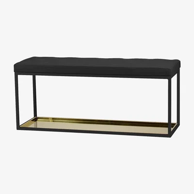 Nordic Nest Scherlin Bänk 11 Black-black leather-brass plate