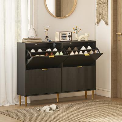 The Range HOMCOM Slim Shoe Storage Cabinet with 2 Flip Drawers for Hallway - Black / 105cm