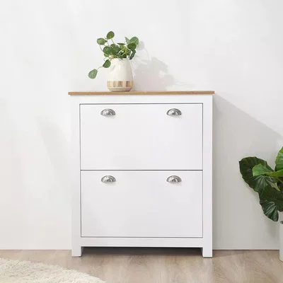 The Range Narrow 2 Drawer Shoe Cabinet - White