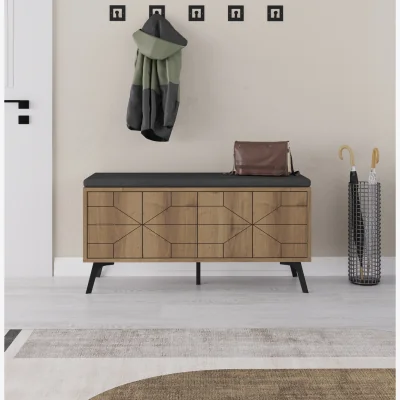 The Range Dude Modern Shoe Bench Storage - Dark Oak Effect