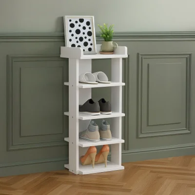 The Range Neo Multi Layer Wooden Shoe Rack Durable Storage Organiser - White