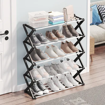 The Range Foldable Multi-Tier Metal Shoe Rack - Black / 70.2cm