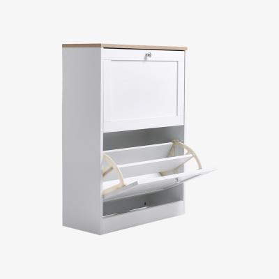 The Range Wooden 2 Drawer Flip Down Shoe Cabinet - White
