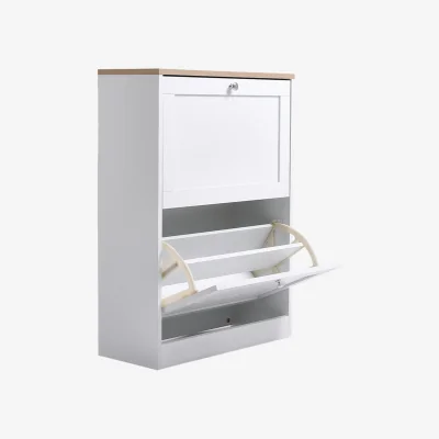 The Range Wooden 2 Drawer Flip Down Shoe Cabinet - White