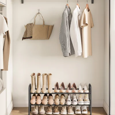 The Range SONGMICS Expandable Shoe Rack 2-Tier Metal Shoe Shelf - Black