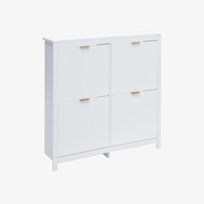 The Range Flip Down White Wood Shoe Cabinet - White