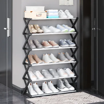 The Range Foldable Multi-Tier Metal Shoe Rack - Black / 87.8cm