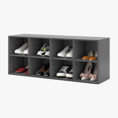 The Range 8 Grid Shoe Bench - Grey