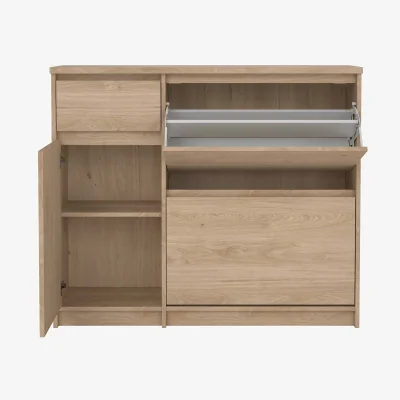 The Range Budapest 3-Door Shoe Cabinet with Drawer, Natural Oak-Effect - Natural
