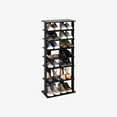 The Range 7 Tiers Tall Shoe Rack Space Saving Organizer - Black