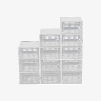 The Range 12 Pcs Stackable Plastic Shoe Storage Boxes - Transparent