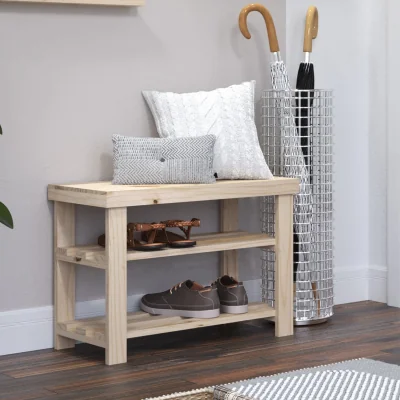 The Range Pine shoe bench, unfinished - Natural Pine