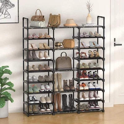 The Range Large Open-Style Metal Shoe Rack - Black