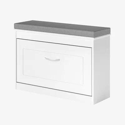 The Range White Plastic Hallway Shoe Storage Cabinet 75cm Bench Organiser Unit - White