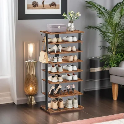 The Range 8 Tier Wide Shoe Rack - Brown