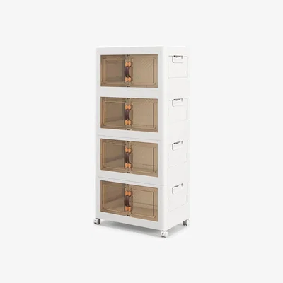 The Range 4-Tier Folding Shoe Storage Cabinet - White
