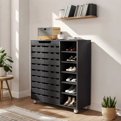 The Range 5-Tier Black Wooden Shoe Storage Cabinet - Black
