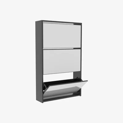 The Range Welham 3 Drawer Mirrored Shoe Cabinet - Black