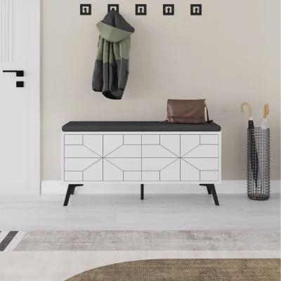The Range Dude Modern Shoe Bench Storage - White