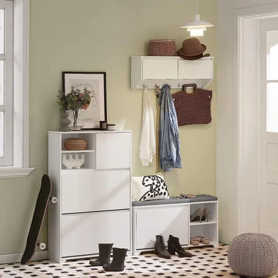 The Range Narrow Shoe Bench - White