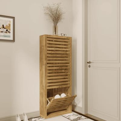 The Range Luna 3 Door Tall Hallway Shoe Storage Cabinet Unit  - Mango wood effect