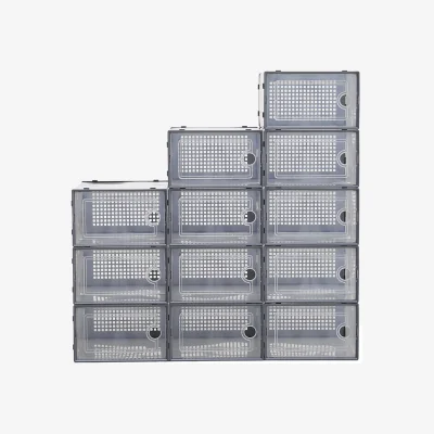 The Range 12x Plastic Stackable Shoe Storage Boxes - Grey