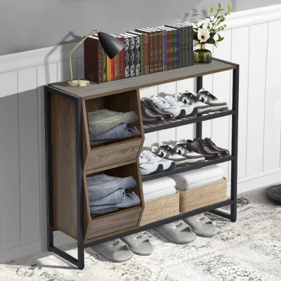 The Range Industrial Shoe Storage Rack - Walnut