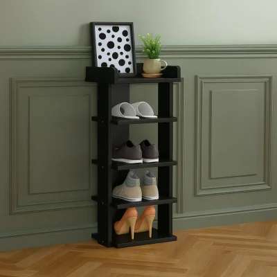 The Range Neo Multi Layer Wooden Shoe Rack Durable Storage Organiser - Black