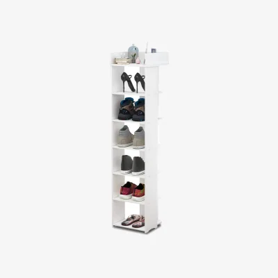 The Range 7 Tier Free Standing Shoe Storage Rack - white