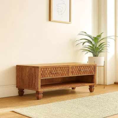 The Range Solid Wood Arno Shoe Storage Unit in Golden Teak - Brown