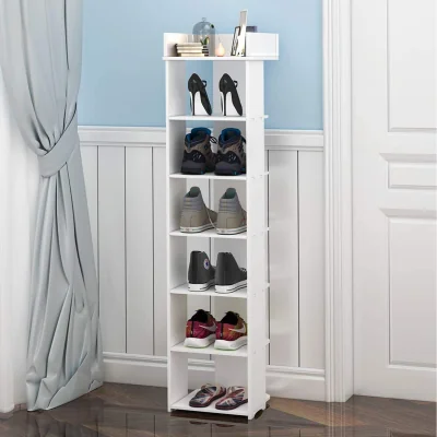 The Range 7 Tier Shoe Rack Cabinet Free Standing Display Rack - White