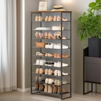 The Range 10 Tier Shoe Rack - Brown