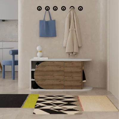 The Range Nova Modern Shoe Storage Bench - Dark Oak Effect
