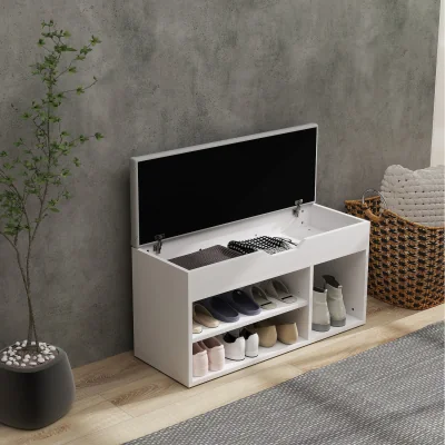 The Range HOMCOM Sit On Shoe Storage Unit Grey - Cream
