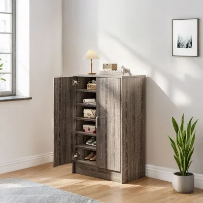 The Range 6-Tier Wood Grain Shoe Storage Cabinet - Grey Wood
