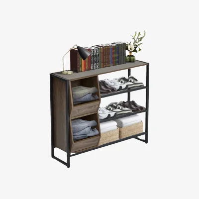 The Range 3 Tier Shoe Rack With Open Shelves - Rustic Brown