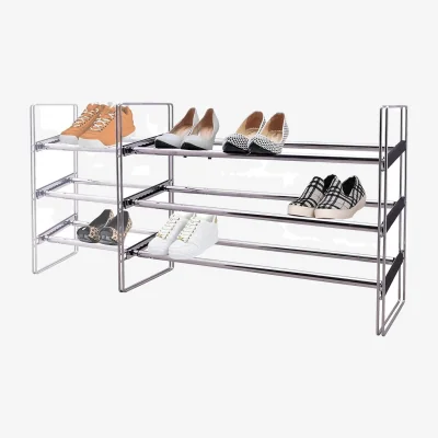 The Range 3-Tier Shoe Rack Heavy Duty Extendable Metal Shoe Rack - Silver