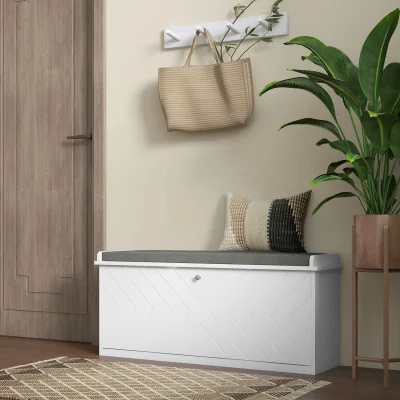 The Range HOMCOM Shoe Bench with Flip Drawer - White