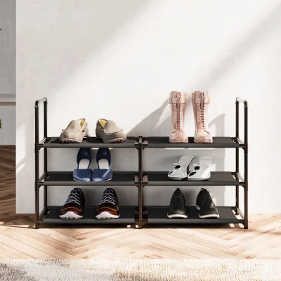 The Range 3-Tier Non-Woven Shoe Rack - Black