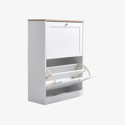 The Range 2 Drawer Flip Down Shoe Cabinet - White