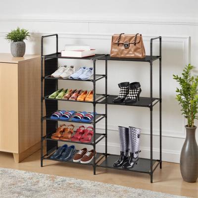 The Range Lifeideas Metal Shoe Rack with Side Pockets - Black