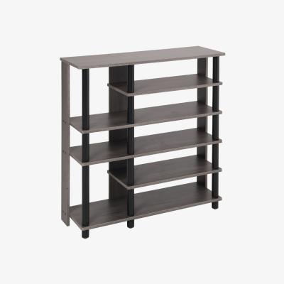 The Range Wooden Open Shoe Rack with Multi-Height Shelves - Gray