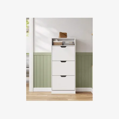 The Range VASAGLE Shoe Cabinet with Flip Doors and Dividers - White