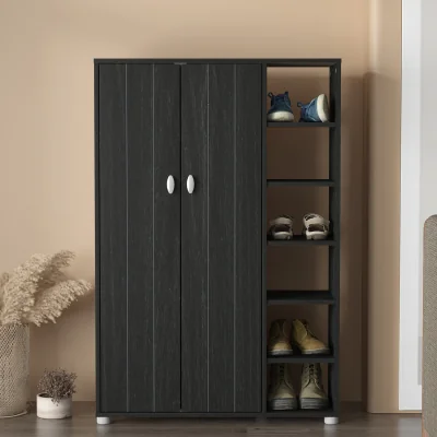 The Range Bideford Tall Shoe Cabinet - Rustic Black Oak