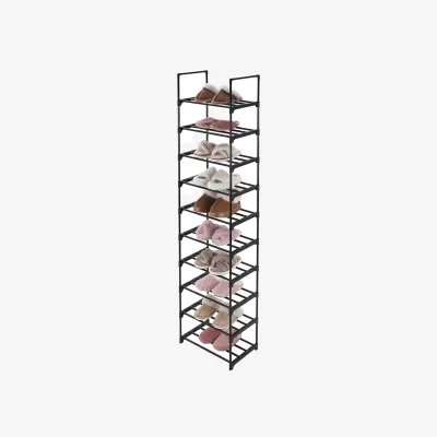 The Range 10-Tier Adjustable Metal Shoe Rack - Black
