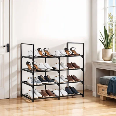 The Range Livingandhome Multi-Tier Shoe Rack - Black / 85cm