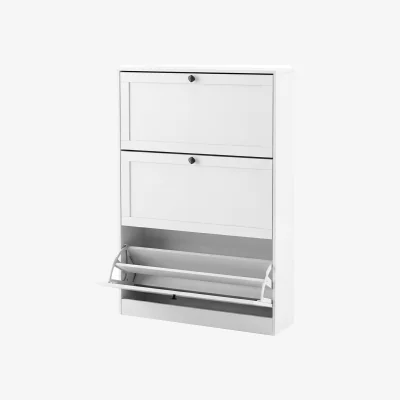 The Range Tall Shoe Cabinet Flip Shoe Storage Unit Slim Hallway Organiser - White