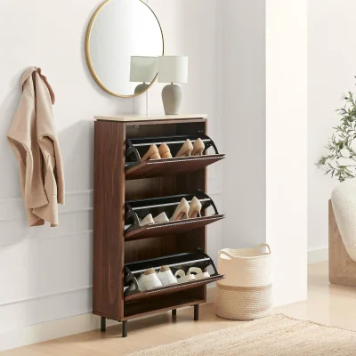 The Range Penrose Wood Shoe Storage Cabinet - Walnut
