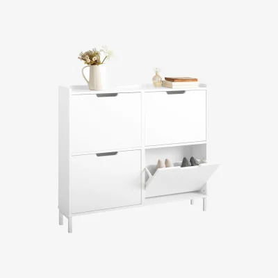The Range 4 Flip-drawers Shoe Cabinet - Grey - White